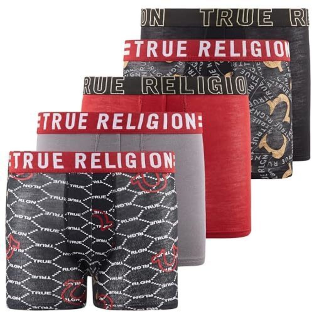 NEW True Religion Boys Underwear 5 Pack Boxer Briefs for Boys 6-18 Durable Stret